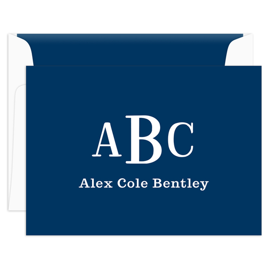 Colorful with White Monogram Folded Note Cards